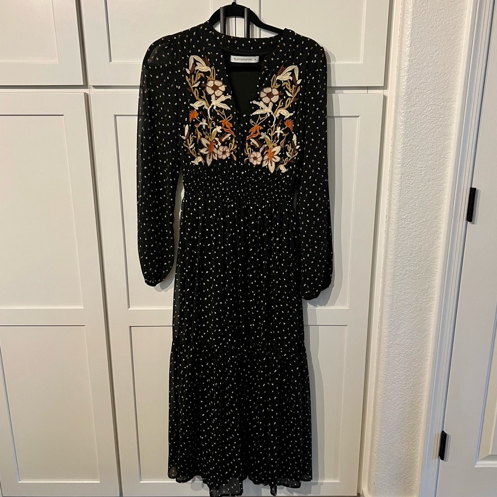 Sheer sleeve maxi dress